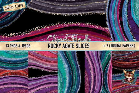 Download Rocky Agate Slice Graphic Element Bundle - Element Collection