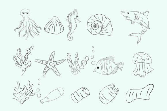 Download Sea Animal Doodles, Underwater Vectors - Premium Bundle