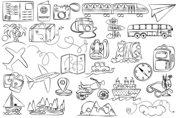 Download Vectors Hand Drawn Travel Objects Place - Hand Collection